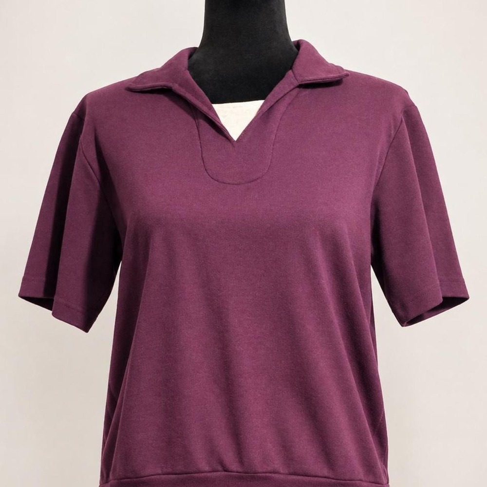 Vintage Teddi Plum Purple Knit Polo Top - Women's M